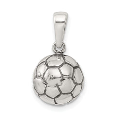 Sterling Silver 925 Men's Soccer Ball Pendant with Polished Finish