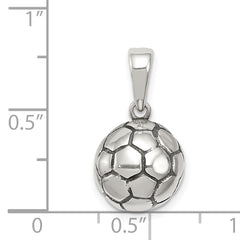 Sterling Silver 925 Men's Soccer Ball Pendant with Polished Finish