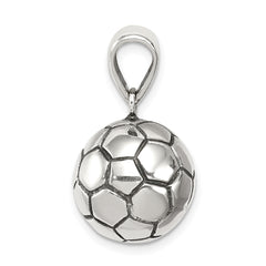 Sterling Silver 925 Men's Polished Soccer Ball Pendant