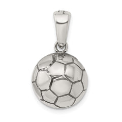 Sterling Silver 925 Men's Polished Soccer Ball Pendant