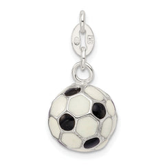 Sophia Jewelers 925 Sterling Silver Soccer Ball Charm with Enamel Finish