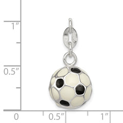 Sophia Jewelers 925 Sterling Silver Soccer Ball Charm with Enamel Finish