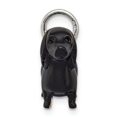 Sterling Silver Black Enamel Dachshund Pendant Charming Solid Jewelry