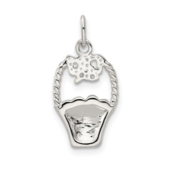 Sophia Jewelers Sterling Silver Enameled Easter Basket Pendant with Anti-Tarnish Finish