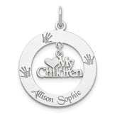 Sterling Silver Rhodium-plated Personalizable My Children Charm
