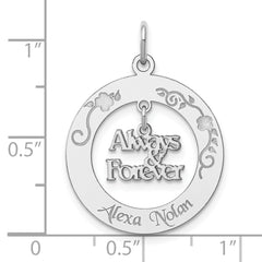 Sterling Silver Rhodium-plated Personalizable Always & Forever Charm