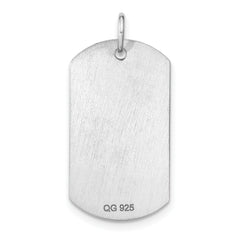 Sterling Silver Rhodium-plated Personalizable Graduation Dog Tag Charm
