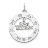 Sterling Silver Rhodium-plated Personalizable Best Teacher Charm