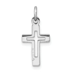 Sterling Silver 925 Polished Cross Pendant for Children