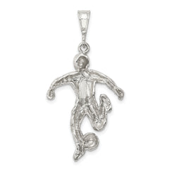 Sterling Silver 925 Polished Soccer Player Charm for Men