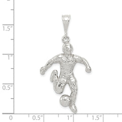 Sterling Silver 925 Polished Soccer Player Charm for Men