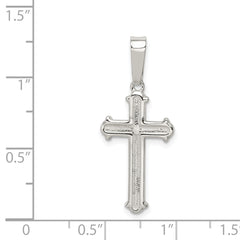 Sterling Silver 925 Cross Pendant with Polished Textured Finish
