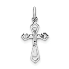 Sterling Silver 925 Cross Pendant with Enamel Rhodium-Plated Polished Finish