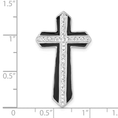 Sterling Silver Crystal & Enamel Cross Pendant with Rhodium Finish
