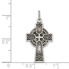 Sterling Silver 925 Celtic Cross Pendant with Antiqued Satin Finish
