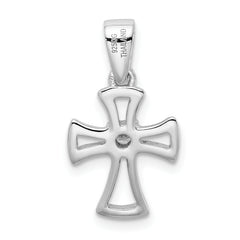 Sterling Silver 925 CZ Cross Pendant with Rhodium Polished Finish