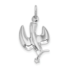 Sophia Jewelers Sterling Silver Polished Dove Pendant with CZ Elegance