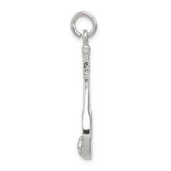 Sterling Silver 925 Men's Tennis Racquet Charm with Polished Finish