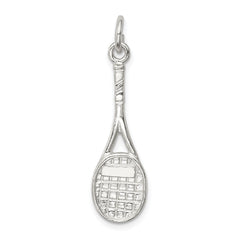 Sterling Silver 925 Men's Tennis Racquet Charm with Polished Finish