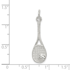 Sterling Silver 925 Men's Tennis Racquet Charm with Polished Finish