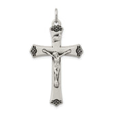 Sterling Silver Antiqued Satin Halo and Corpus Cross Pendant