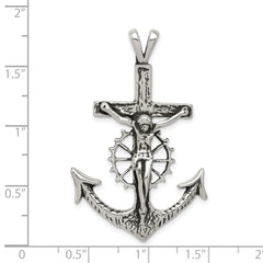 Sterling Silver 925 Polished Mariner Crucifix Charm Elegant Vintage Design