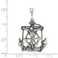 Sterling Silver 925 Mariner Crucifix Charm with Antiqued Finish