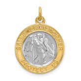 Sterling Silver Rhodium-plated & Gold-plated St. Christopher Medal
