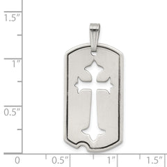Sterling Silver 925 Cross Dog Tag Pendant Polished Unisex Design