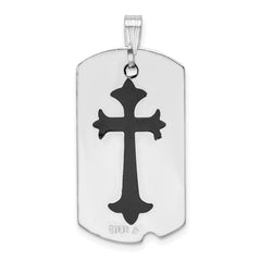 Sophia Jewelers Sterling Silver Rhodium-Plated Black Epoxy Cross Pendant