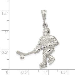 Sterling Silver 925 Hockey Player Pendant With Polished Anti-Tarnish Finish