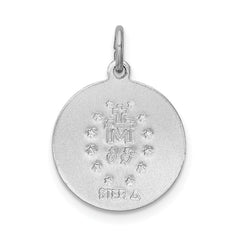 925 Sterling Silver Polished Miraculous Medal Pendant with Rhodium Plating
