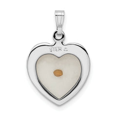 Sterling Silver 925 Heart Pendant with Mustard Seed Rhodium-Plated