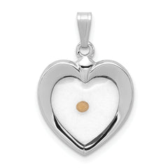 Sterling Silver Rhodium-plated Large Heart with Mustard Seed Pendant