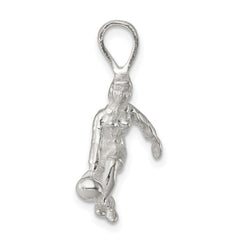 Sterling Silver 925 Lady Bowler Charm Elegant Solid Design