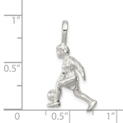 Sterling Silver 925 Lady Bowler Charm Elegant Solid Design