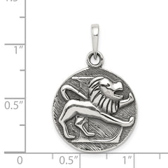 Sterling Silver 925 Leo Pendant with Polished Antique Finish