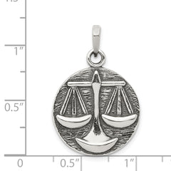 Sterling Silver 925 Libra Zodiac Pendant with Antique Finish