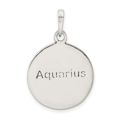 925 Sterling Silver Aquarius Zodiac Pendant with Antique Finish 29mm