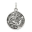Aquarius Zodiac Pendant in Sterling Silver, 29mm, Antique - Sophia Jewelers