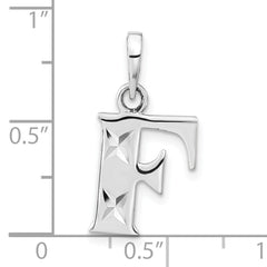 Sterling Silver 925 Initial F Pendant Polished Unisex Diamond-Cut
