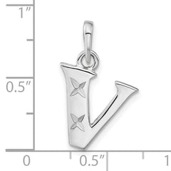 Sophia Jewelers Sterling Silver Initial V Unisex Pendant Polished Finish
