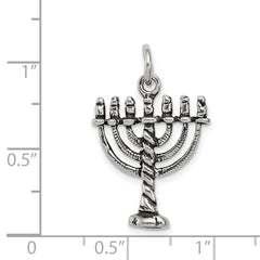 Sterling Silver 925 Antiqued Menorah Charm Classic Vintage-Inspired Design