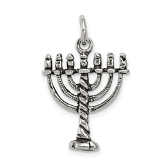 Sterling Silver Antiqued Menorah Charm