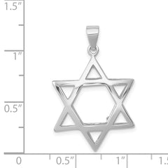 Sterling Silver Rhodium-Plated Star of David Pendant Polished Finish