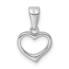 Sterling Silver 925 Heart Pendant with CZ Rhodium Polished Finish