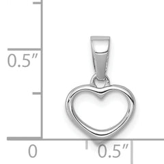 Sterling Silver 925 Heart Pendant with CZ Rhodium Polished Finish