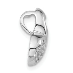 Sterling Silver CZ Heart Pendant with Polished Rhodium Finish