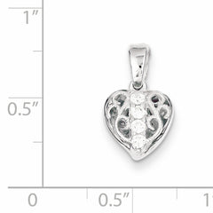 Sterling Silver 925 Heart Pendant with Clear CZ Stones Elegant & Modern Design