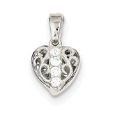 Sterling Silver CZ Heart Pendant